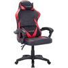 San Marco Poltrona da gaming ergonomica nera e rossa Sedia camera ragazzi o ufficio, con cuscino per supporto lombare e cervicale