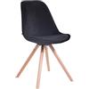 CLP Sedia Design Toulouse Imbottita in Velluto I Sedia da Pranzo Design Scandinavo I Sedia Pranzo con Telaio in Legno, Colore:Nero, Colore del Telaio:Natura