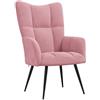 vidaXL Sedia Relax Rosa in Velluto