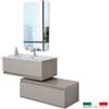 Mobile bagno sospeso pastello tortora con cassetti, 90x47x35 cm