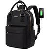 LOVEVOOK - Zaino da donna, zaino per laptop per teenager con scomparto per computer portatile, A-nero., 14 pollici, Zainetto