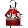 ABAKUHAUS Natale Grembiule, Tema di inverno Albero, Comodo per la Cucina Unisex con Collo Regolabile per Cucinare Cuocere Arrostire e Giardinaggio, bianco rosso