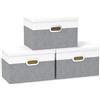 Yawinhe Set 3 Scatole Portaoggetti con Coperchi,45x30x30cm,Grigio/Bianco