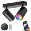 Aigostar Faretti da Soffitto Compatibile con Alexa Bluetooth Mesh,Intelligente Plafoniera LED RGB+CCT Dimmerabile 2700K-6500K, GU10 4.9W Orientabili Faretto da Muro 2 Luce per Cameretta Soggiorno