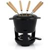 BBQ-TORO Set fonduta in ghisa per 6 Persone Set fonduta 13 Pezzi con bruciatore e forchette quantità di riempimento 1 litro di Cioccolato al Formaggio induzione. (Nero/Smaltato)