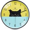 Lafocuse 30cm Orologio da Parete Gatto Design Carino, Moderno Silenzioso Orologio da Muro Multicolore, Decorativo senza Ticchettio per Soggiorno Camera da Letto Bambini Cucina
