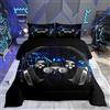 Loussiesd Cuffia Gioco trapuntato Set Letto Nota Melodia Musica Copriletto 135x200cm Gioco di Video Gioco Inverno Estate Giù Consolatore Controller di Gioco 2 pz Nero