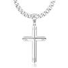 FIOROYAL Collana Croce Uomo Argento 5MM Acciaio Inossidabile Diamante Taglio Cubano Catena Curb Collana Croce D'argento Collanas Crocifisso Uomo 16-30 Pollici(46)