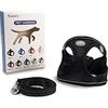 GLÜCKPET Pettorina per Cane di Taglia Piccola e Media, con Guinzaglio da 1,4 m, Riflettente, Traspirante, L, Nero