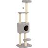 PawHut Albero Tiragraffi Robusto per Gatti con 5 Livelli, Cuccia, Casetta, Giochi e Corda Sisal, Grigio e Beige Max 30kg