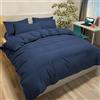 Poligino Set Copripiumino Matrimoniale 250x200 CM (2 Federa 50x80) Monocromatico in Microfibra Blu, Morbido ed Ipoallergenico, Inclusa Federa 50x80 cm