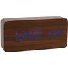Lancoon Orologio Digitale In Legno Sveglia A Led Multifunzione Con Indicazione Di Ora/Data/Temperatura E Controllo Vocale Per I Viaggi In Ufficio AC11Brown_Blue
