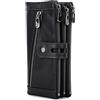 CONTACTS RFID Blocking Portafoglio lungo da uomo in vera pelle,con chiusura lampo multifunzion porta pochette Cellulare retro marrone scuro (Nero1)