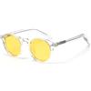 kachawoo Occhiali da sole rotondi polarizzati UV400 moda occhiali da sole per uomini donne TR90 montatura occhiali da sole, Trasparente con giallo, L
