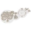 Abitarte OROLOGIO SAGOMATO LASER AL QUARZO IN LEGNO BIANCO GRIGIO E TORTORA ART.623 BIG