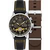 AVI-8 Hawker Hurricane Classic Orologio cronografo da uomo 43,5 mm con cinturino in pelle AV-4011, Arancio Fulmine