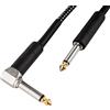 CASCHA Cavo per chitarra 6,3 mm, lunghezza 6 m, Cavo per strumenti professionali, Jack to Jack, Cavo per amplificatore per chitarra elettrica (da diritto a Jack ad angolo), Nero