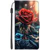 EuoDuo Compatibile con Honor 90 Lite Cover Libro con Disegni Custodia in PU Pelle Portafoglio Completa Protettiva Caso Magnetica Flip Wallet Case - Rosa rossa