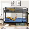 H.J WeDoo Struttura per Letto a Castello in Metallo Struttura Solida, con Rete a Doghe Grande Contenitore per Adulti 90 x 200 cm, Nero