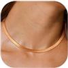 FindChic Collana Donna Oro Rosa in Acciaio Inossidabile Collana Snake Donna Piatta 5mm Lunghezza 32cm Girocollo a Catena Serpente Confezione Regalo