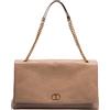 TWINSET Borsa in pelle lucida beige con logo