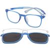 Crullé Kids Wiggle C4 | Occhiali da Vista con Clip da Sole | Prova Online | Unisex | Plastica | Quadrati | Bianco, Blu, Trasparente | Adrialenti