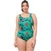 Ulla Popken Costume da Bagno Alice, Softline, Foglie in Acqua 827763 Intero, Verde, 50-52 Donna