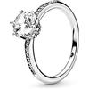 PANDORA Signature Anello con corona brillante trasparente in argento Sterling con zirconia cubica trasparente, 52
