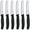 Victorinox, Swiss Classic, set di coltelli da cucina seghettati per pomodori da 6 pezzi, lama da 11 cm, lavabili in lavastoviglie, colore nero