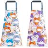 SLAXJNE Grembiuli per Gatti Cartoni Animati 2 Pezzi, Grembiuli da Cucina per Bambini, Grembiuli Antivegetativi, Grembiuli alla Caviglia, Grembiuli Stampati Carini, Grembiuli da Giardinaggio