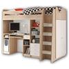 Stella Trading Unit Moderno Letto a soppalco con scrivania e Armadio, Legno di Quercia, Rovere Sonoma/Bianco, 90 x 200 cm