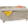 Relaxdays Pouf con Contenitore Vassoio, HxLxP: 34x76x38 cm, Sgabello Portaoggetti Salvaspazio, Panca, Velluto, Creme