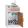 Relaxdays Mobile Bagno Legno Sottile, Design Naturale, Ripiano Regolabile, MDF & Bambù, HLP 70x40x28,5 cm, bianco