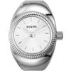 Fossil Orologio Ring da donna, movimento al quarzo a due lancette con cinturino in acciaio inossidabile, Tono argento, 15 mm