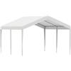 Outsunny Garage Portatile 4x4m con Tettoia per Macchine e Barche, Matrimoni, Feste, Gazebo da Giardino in Acciaio Zincato, Bianco