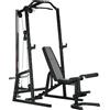 SPORTNOW Power Tower Multifunzione con Panca per Addominali e Porta Bilanciere Regolabile, Nero|Aosom