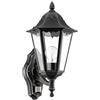 Eglo Lampada da parete da esterno Navedo, lampada da esterno, incluso | sensore di movimento, in alluminio pressofuso e vetro, nero, patina argentata, E27, IP44