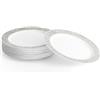 Matana 20 Piatti in Plastica Bianca Premium con Bordo Argento, 26 cm - Eleganti, Resistenti e Riutilizzabili - Matrimoni, Compleanni, Battesimi, BBQ, Natale, Feste