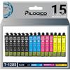 Pilogico 15 Cartucce compatibili con Epson T1281 T1282 T1283 T1284 C13T12854010 per SX125 SX130 SX230 SX235W SX445W SX440W SX438W SX435W S22 SX430W SX425W SX425 SX420W BX305F BX305FW BX305FW PLUS