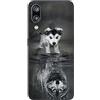 DiaryTown Cover per Huawei P20 Lite Silicone Morbida, Nero Cover Huawei P20 Lite Custodia con Disegni Animale Case Sottile TPU Antiurto Bumper Cellulare Protettiva Cover, Cane Lupo