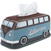 Brisa VW Collection - Porta fazzoletti Volkswagen, dispenser di fazzoletti per comodino, soggiorno, camper T1 bus in neoprene (AZZURO SCURO e MARONE)
