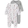 Name It Nbnnightsuit 2p Zip Grey Mel Circus Noos, Pigiamino per Bambino e Neonato Unisex - Bimbi 0-24, Grigio, 0-1 mesi (Pacco da 2)