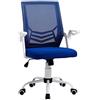 Vinsetto Sedia da Ufficio Ergonomica con Supporto Lombare, Braccioli Pieghevoli, Sedia da Scrivania Girevole in Rete Traspirante con Schienale Reclinabile e Altezza Regolabile, Capacità 120kg, Blu