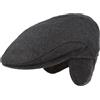 Hut Breiter Breiter Berretto invernale da uomo con paraorecchie, con visiera flatcap, 100% lana con paraorecchie pieghevole, delicato sulla pelle e confortevole, Blu tinta unita, 60