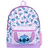 Disney Stitch - Zaino da scuola per ragazzi e ragazze, 2 scomparti, zaino da viaggio per bambini, spallacci regolabili e tasca in rete, Viola, Taglia unica