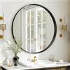 Koonmi Lussuoso specchio rotondo 76 cm, nero cornice profonda specchio da bagno rotondo con cornice in metallo spazzolato nero per bagno, soggiorno, ingresso decorazione da parete