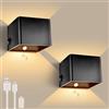 GeyouLux 2 lampade da parete a batteria da 6000 mAh, con sensore di movimento, interno da 5 W, ricaricabili, per interni, senza collegamento di alimentazione, con 3 modalità, 3000 K, batteria interna