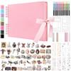 DazSpirit Album Fotografico Personalizzabile Scrapbook, 80 Pagine DIY Album Foto con Copertina Rigida, con 12 Pennarelli e Adesivi, Regalo per Anniversario, Compleanno, Viaggi, Amici, Bambino, Rosa