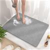 HITSLAM Tappetino Doccia Antiscivolo, 80x60cm Tappetino Vasca Antiscivolo da Bagno con scarico, Morbido PVC Luffa Tappetino Bagno, Asciugatura rapida, Grigio