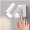 AWEKLIY Lampada da Parete Interno, LED 5W Applique da Parete Touch Control Dimmerabile, Girevole a 350° Lampada da Comodino, 3000K Bianco Caldo Luce Lettura per Camera da Letto, Hotel, Bianco